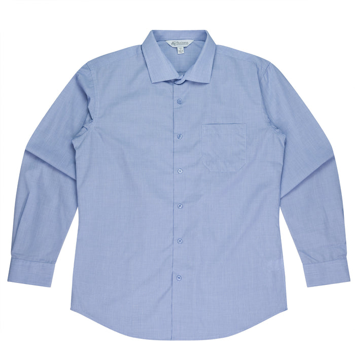 GRANGE MENS SHIRT LONG SLEEVE - MID BLUE