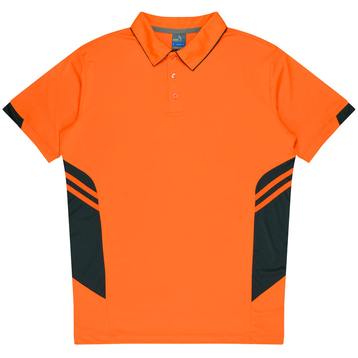 TASMAN KIDS POLOS - NEON ORANGE/SLATE