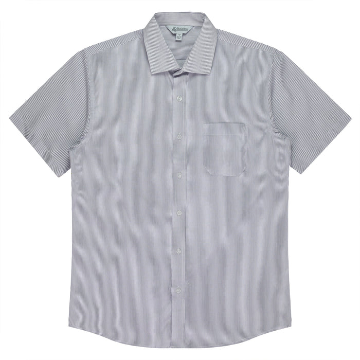 HENLEY MENS SHIRT SHORT SLEEVE - WHITE/PURPLE