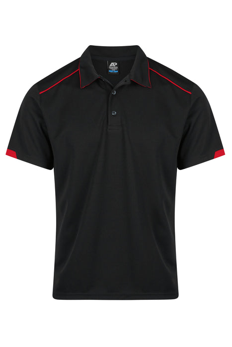 CURRUMBIN MENS POLOS - BLACK/RED