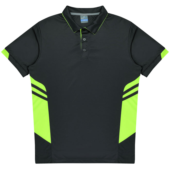 TASMAN MENS POLOS - SLATE/NEON YELLOW
