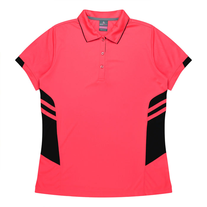 TASMAN LADY POLOS - NEON PINK/BLACK