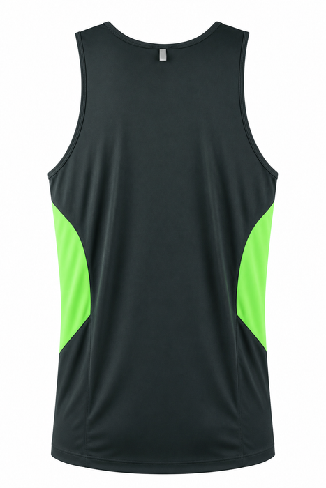 TASMAN HERREN-SINGLETS - SCHIEFERGRÜN/NEONGRÜN