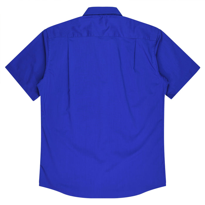 MOSMAN MENS SHIRT SHORT SLEEVE - ROYAL