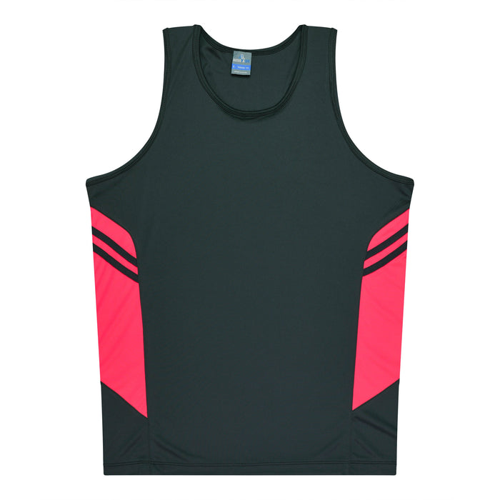 TASMAN MENS SINGLETS - SLATE/NEON PINK