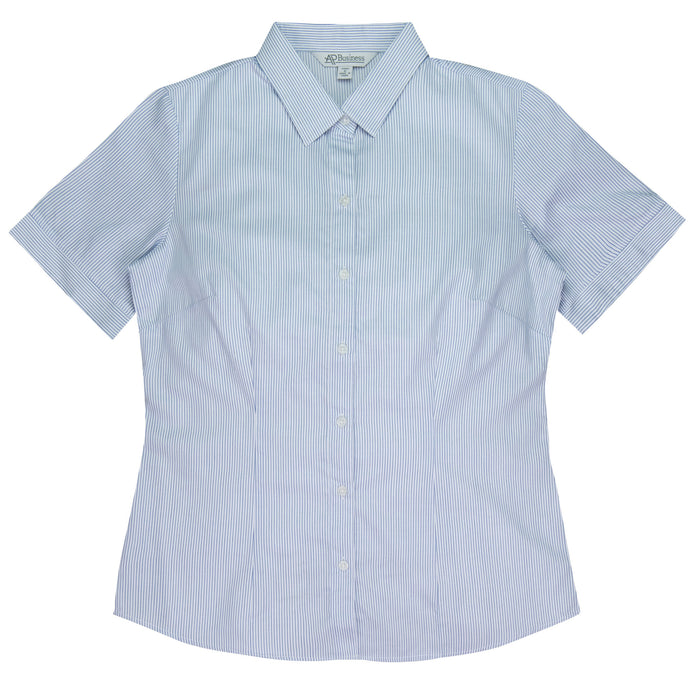 HENLEY LADY SHIRT SHORT SLEEVE - WHITE/NAVY