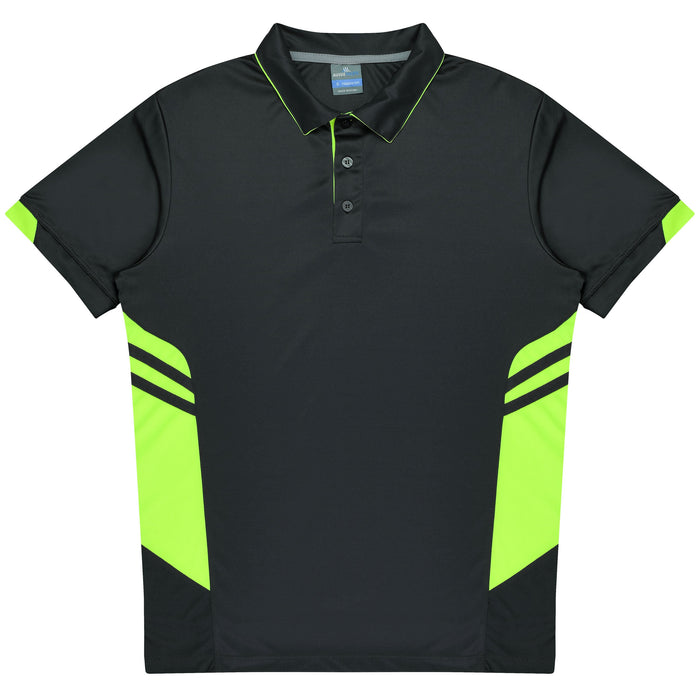 TASMAN KIDS POLOS - SLATE/NEON YELLOW