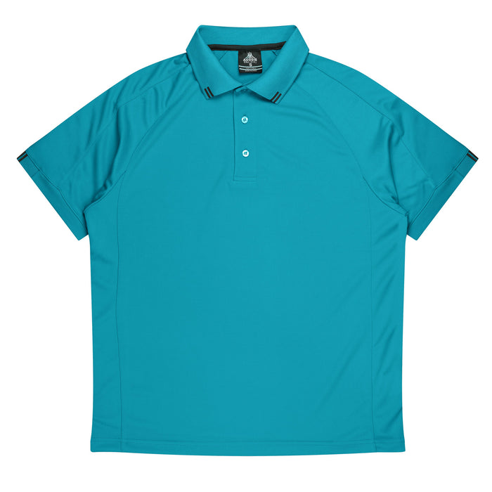 FLINDERS MENS POLOS - TEAL/BLACK