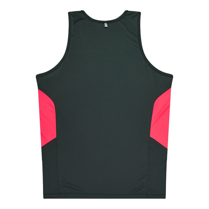 TASMAN MENS SINGLETS - SLATE/NEON PINK