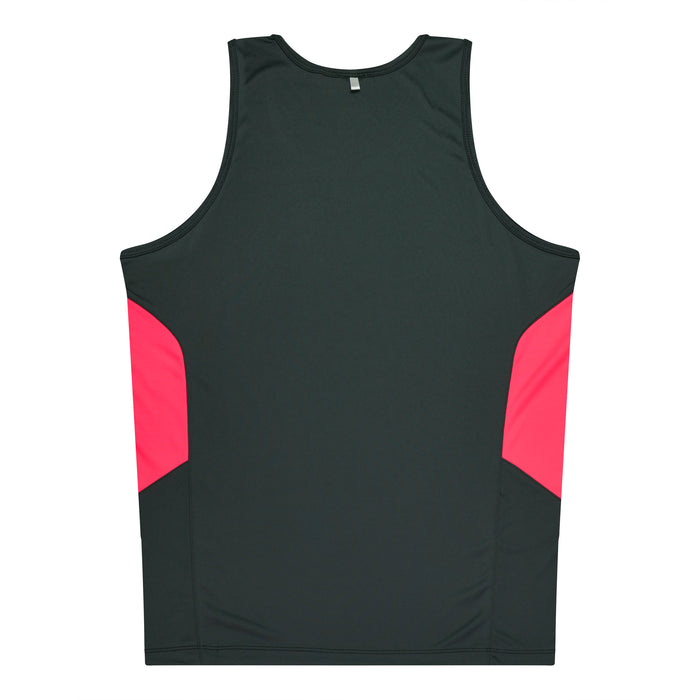 TASMAN MENS SINGLETS - SLATE/NEON PINK