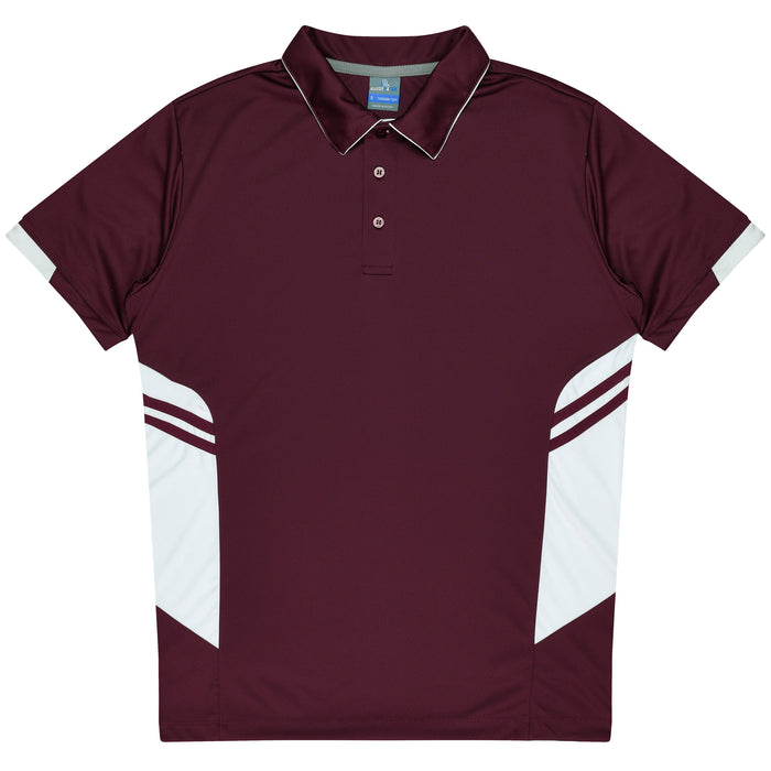 TASMAN KIDS POLOS - MAROON/WHITE