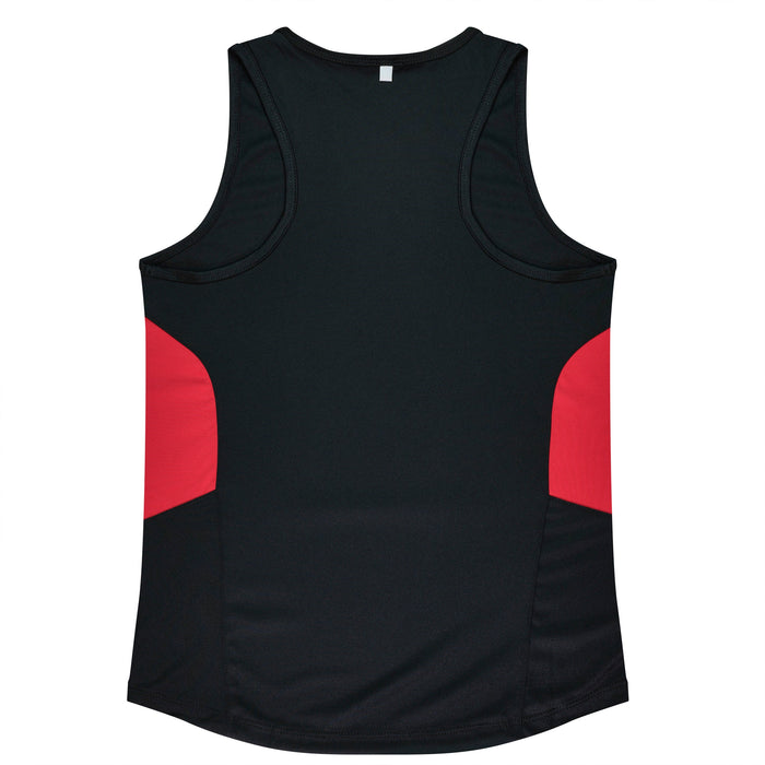 TASMAN LADY SINGLETS - BLACK/RED