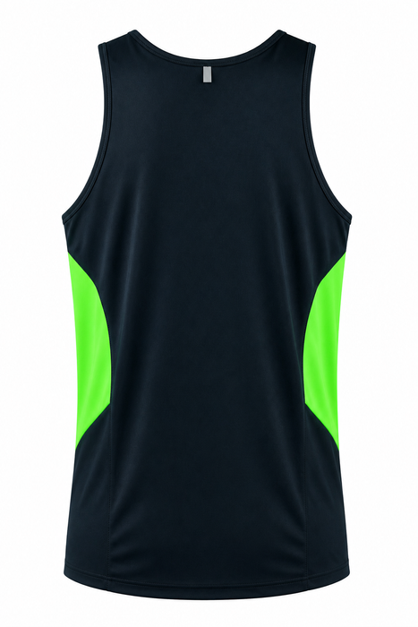 TASMAN HERREN-SINGLETS - MARINEBLAU/NEONGRÜN