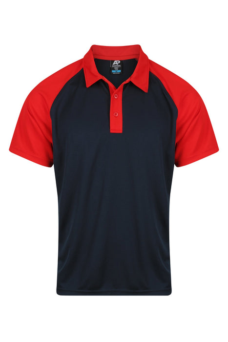 MANLY MENS POLOS - NAVY/RED