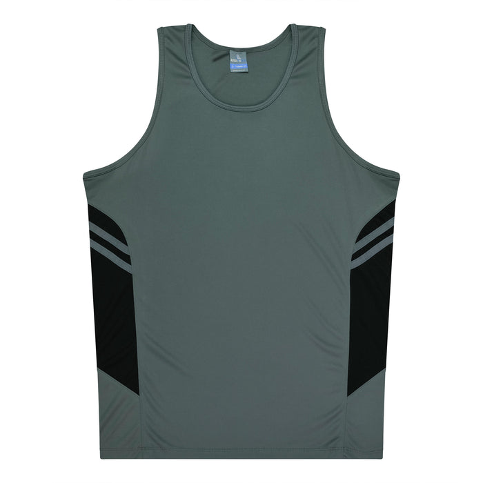 TASMAN MENS SINGLETS - ASHE/BLACK