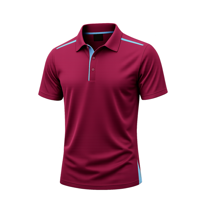 PATERSON MENS POLOS - MAROON/SKY