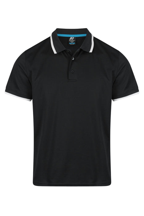 PORTSEA MENS POLOS - BLACK/WHITE