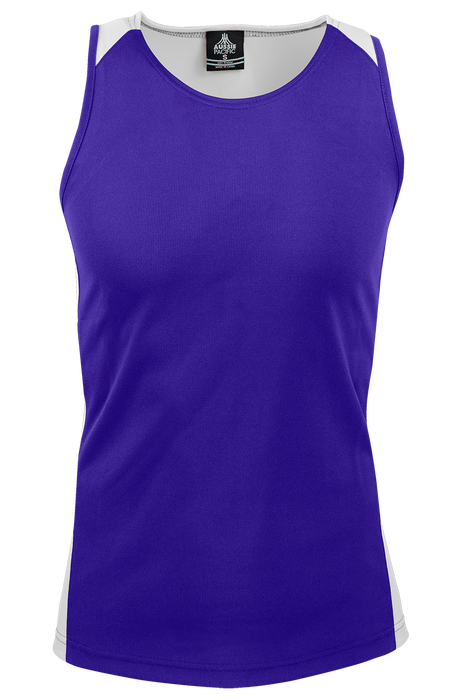 PREMIER MENS SINGLETS - PURPLE/WHITE