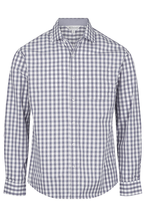 DEVONPORT MENS SHIRT LONG SLEEVE - CHARCOAL/SILVER