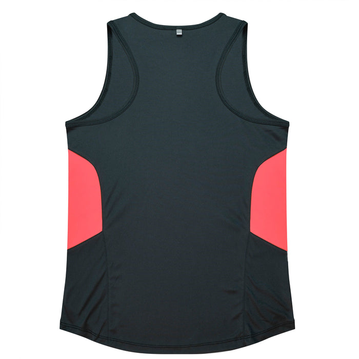 TASMAN LADY SINGLETS - SLATE/NEON PINK