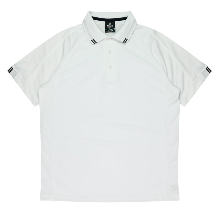 FLINDERS MENS POLOS - WHITE/BLACK