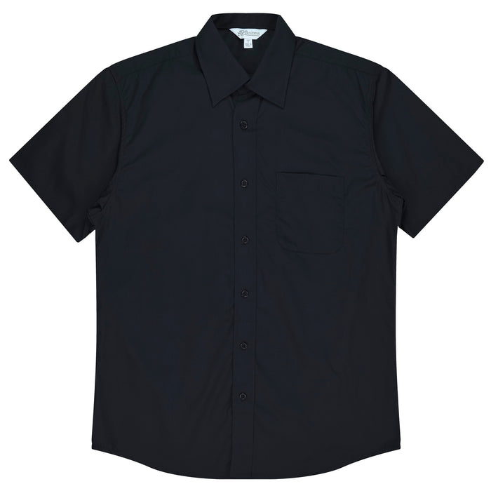 KINGSWOOD MENS SHIRT SHORT SLEEVE -  BLACK