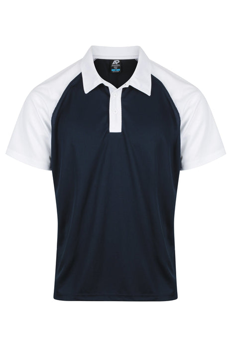 MANLY MENS POLOS - NAVY/WHITE