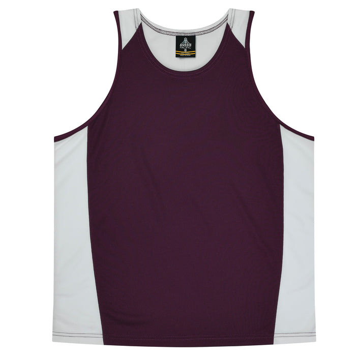 PREMIER KIDS SINGLETS - BURGUNDY/WHITE