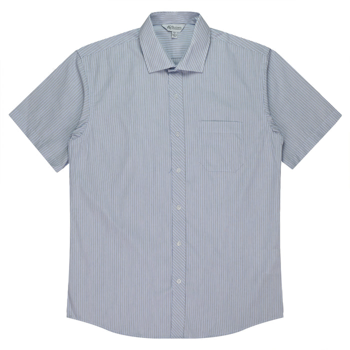 BAYVIEW MENS SHIRT SHORT SLEEVE - WHITE/SKY