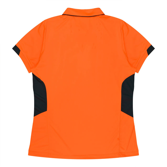 TASMAN LADY POLOS - NEON ORANGE/SLATE