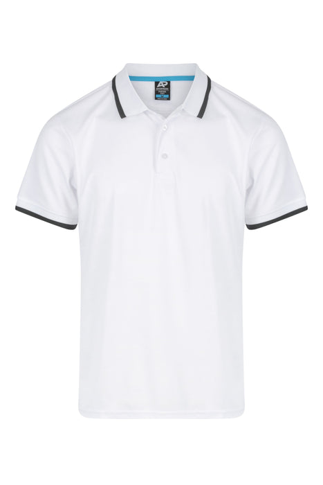 PORTSEA MENS POLOS - WHITE/SLATE