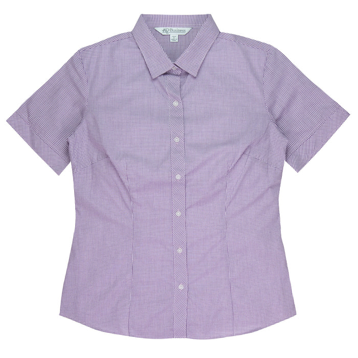 TOORAK LADY SHIRT SHORT SLEEVE - PURPLE/WHITE
