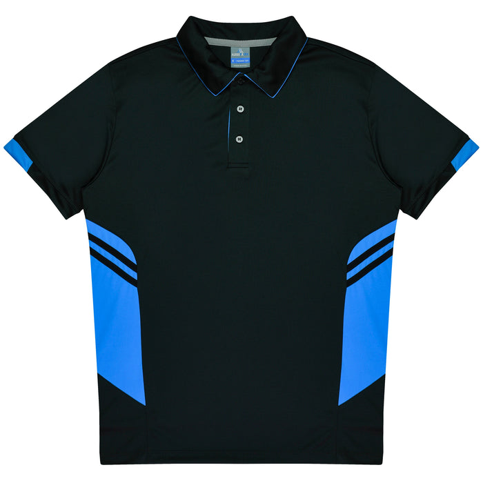 TASMAN KIDS POLOS - BLACK/CYAN