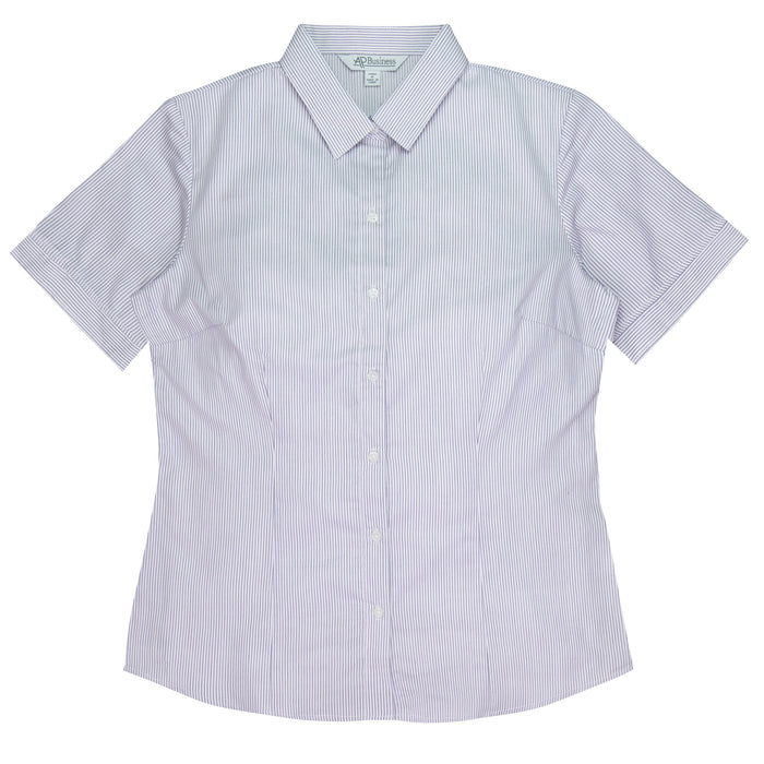 HENLEY LADY SHIRT SHORT SLEEVE - WHITE/PURPLE