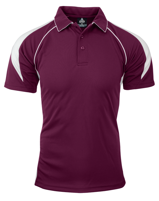PREMIER MENS POLOS - BURGUNDY/WHITE