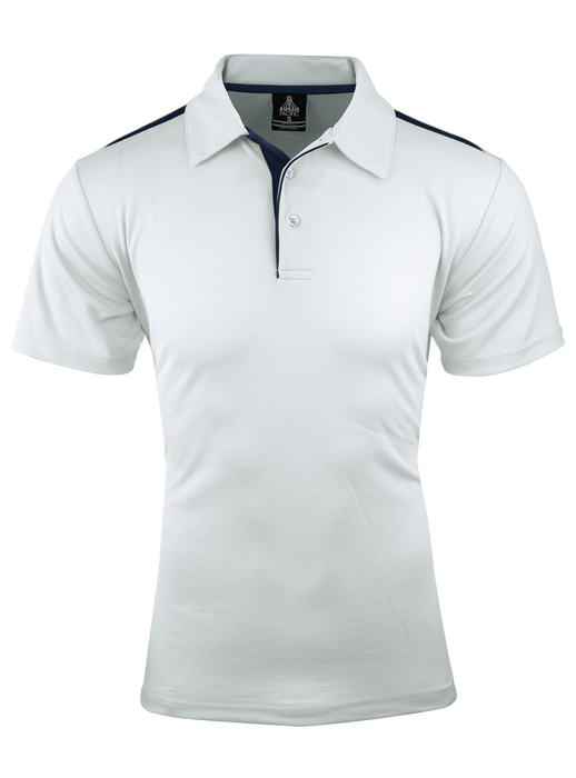 PATERSON MENS POLOS - WHITE/NAVY