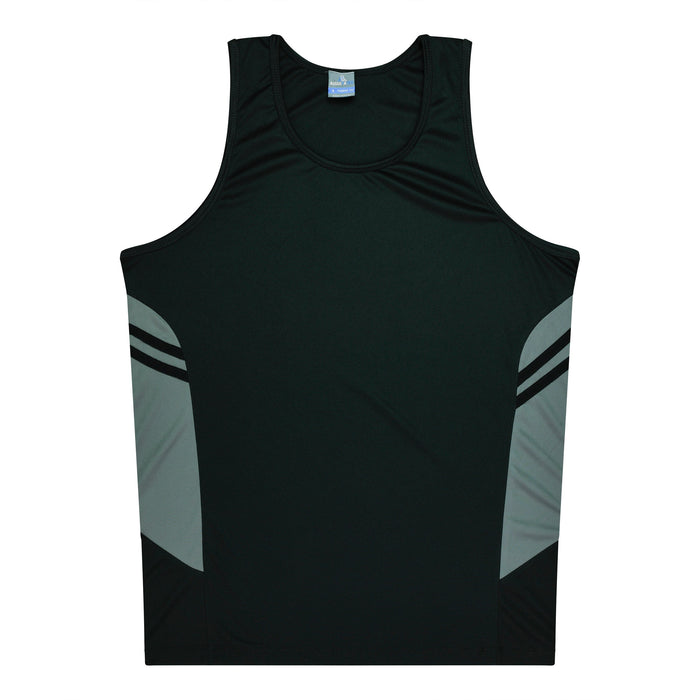 TASMAN MENS SINGLETS - BLACK/ASHE