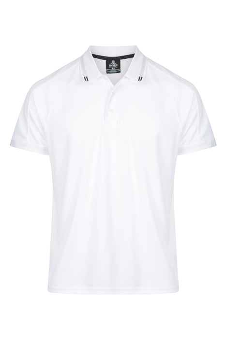 FLINDERS MENS POLOS - WHITE/NAVY
