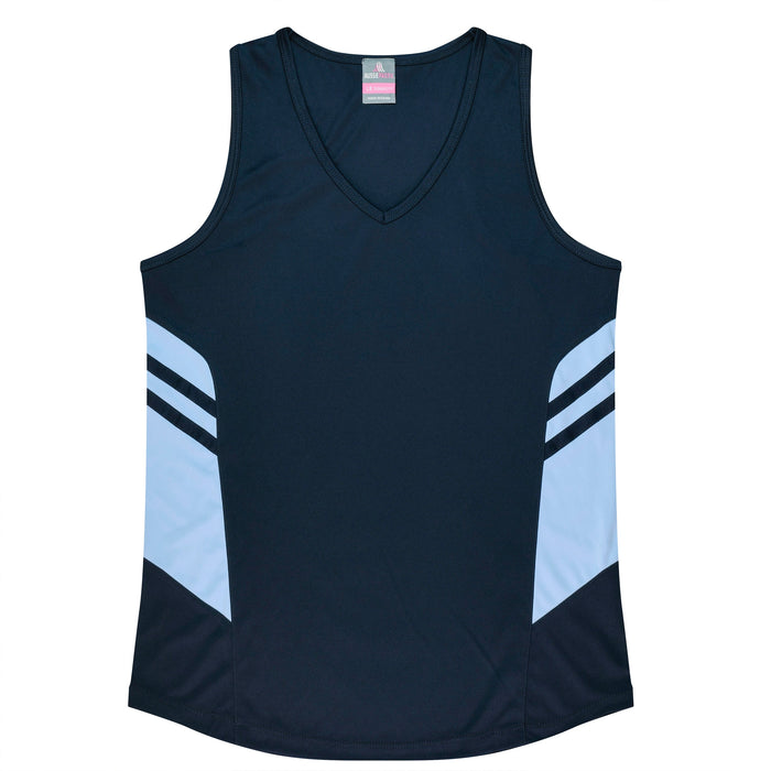 TASMAN LADY SINGLETS - NAVY/SKY