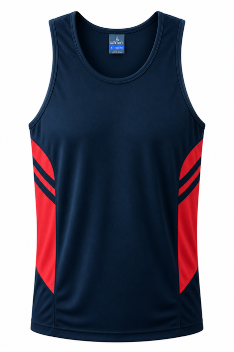 TASMAN HERREN-SINGLETS - MARINEBLAU/ROT