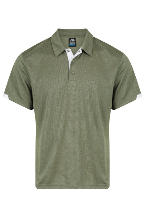 MORRIS MENS POLOS - ARMY GREEN/WHITE