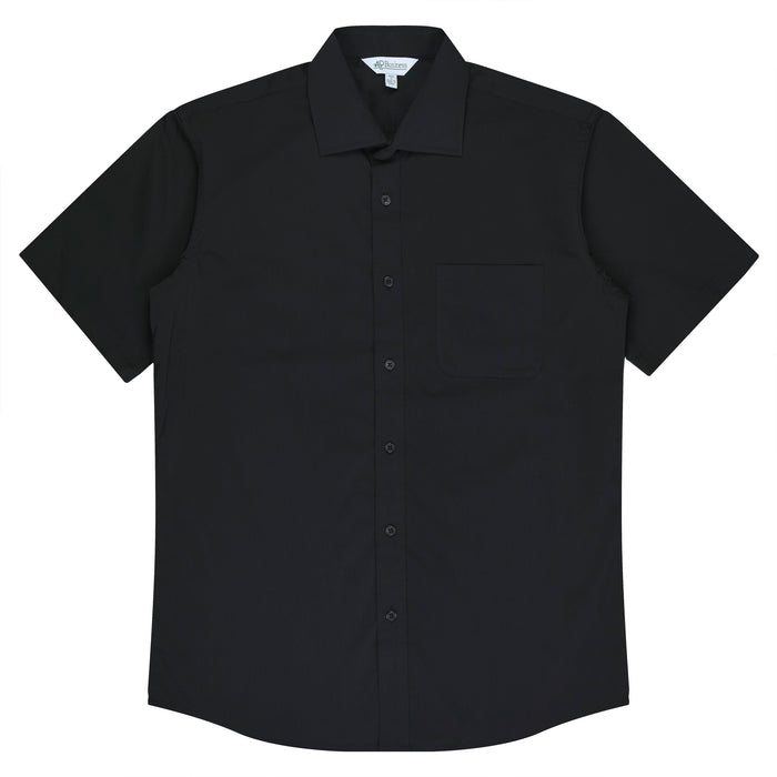 MOSMAN MENS SHIRT SHORT SLEEVE - BLACK