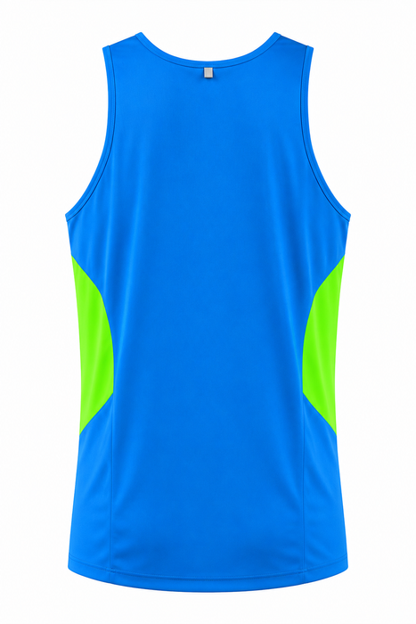 TASMAN HERREN-SINGLETS - CYAN/NEONGRÜN