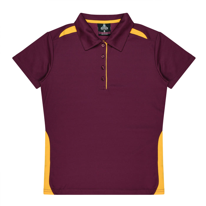 PATERSON LADY POLOS - MAROON/GOLD