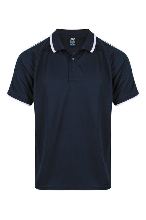 DOUBLE BAY MENS POLOS - NAVY/WHITE