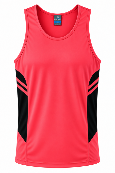 TASMAN HERREN-SINGLETS - NEON PINK/SCHWARZ