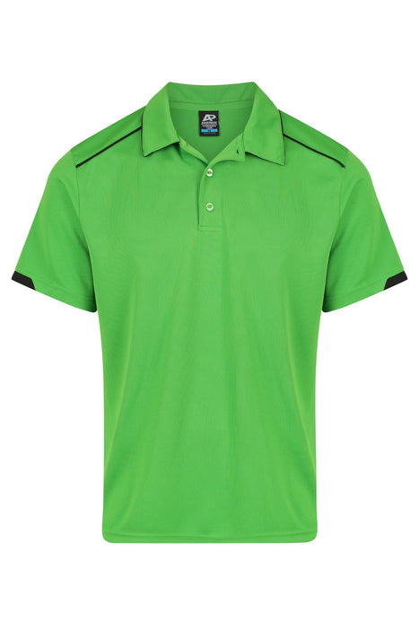 CURRUMBIN MENS POLOS - KAWA GREEN/BLACK