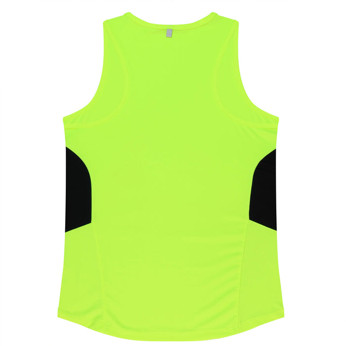 TASMAN LADY SINGLETS - NEON YELLOW/BLACK