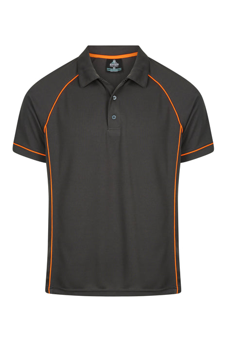 ENDEAVOUR MENS POLOS - SLATE/ORANGE