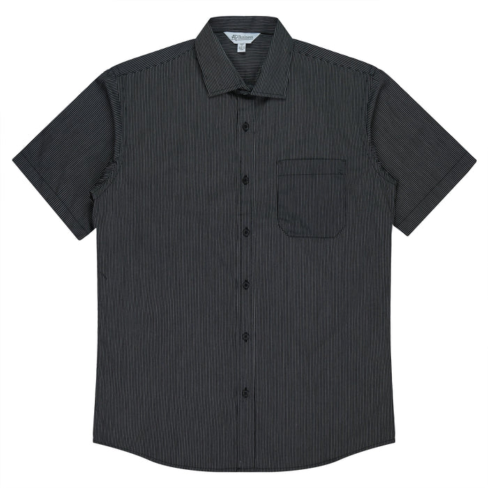 HENLEY MENS SHIRT SHORT SLEEVE - BLACK/SILVER